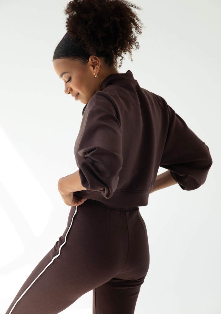 Relay - Short brown zipped jumper