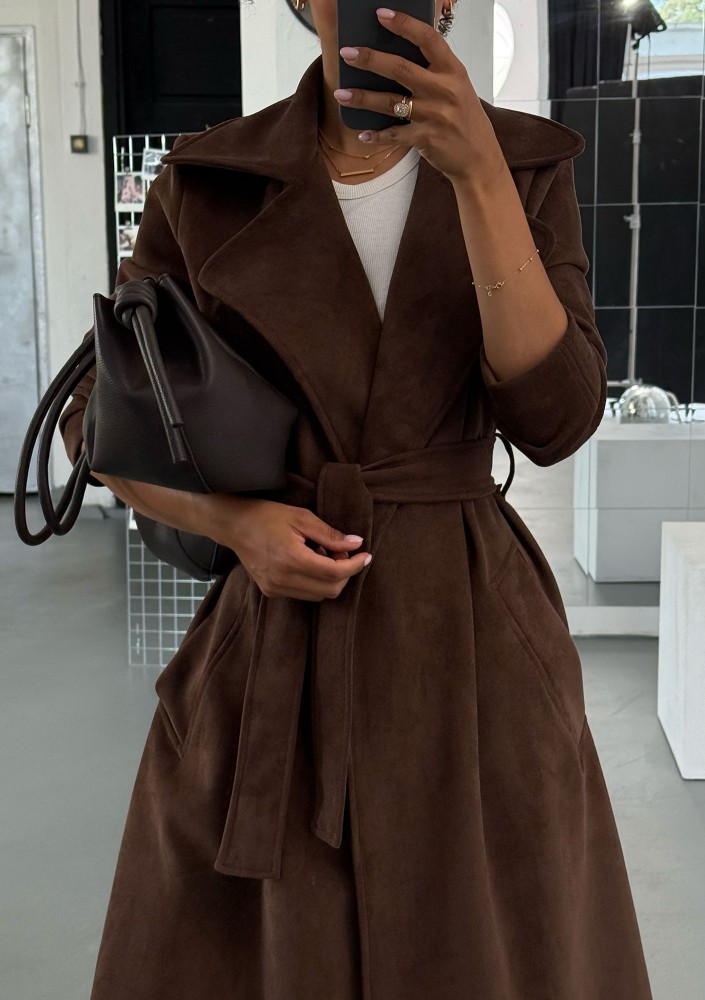 Sable - Brown faux suede coat