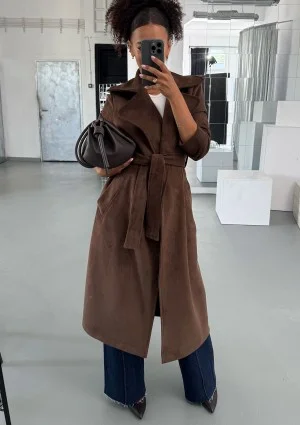 Sable - Brown faux suede coat