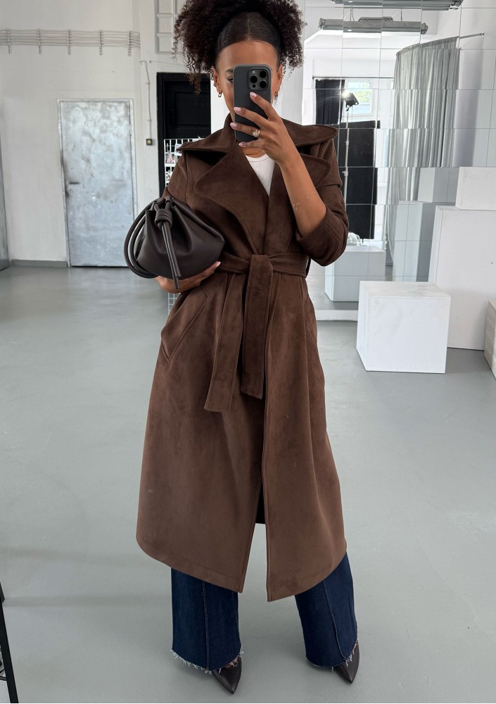 Sable - Brown faux suede coat