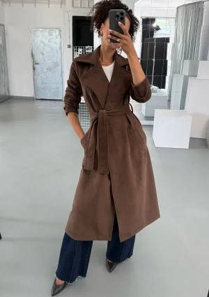 Sable - Brown faux suede coat
