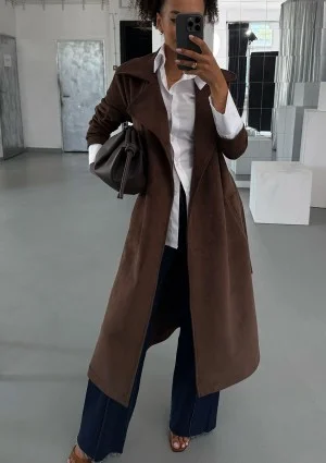 Sable - Brown faux suede coat
