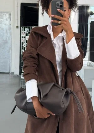 Sable - Brown faux suede coat
