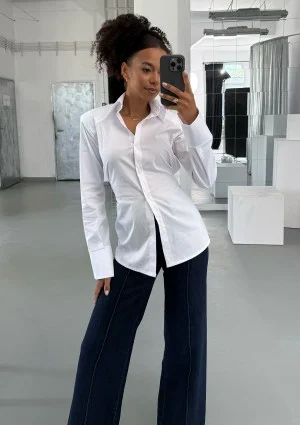 Isay - White slim fit shirt with pads