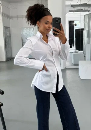 Isay - White slim fit shirt with pads