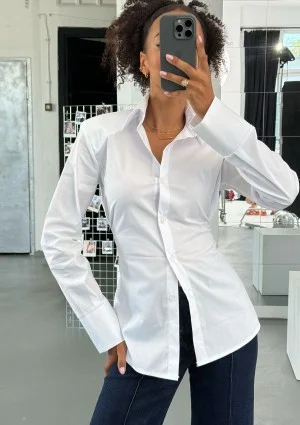 Isay - White slim fit shirt with pads