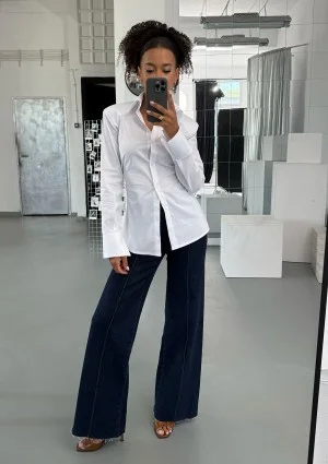 Isay - White slim fit shirt with pads