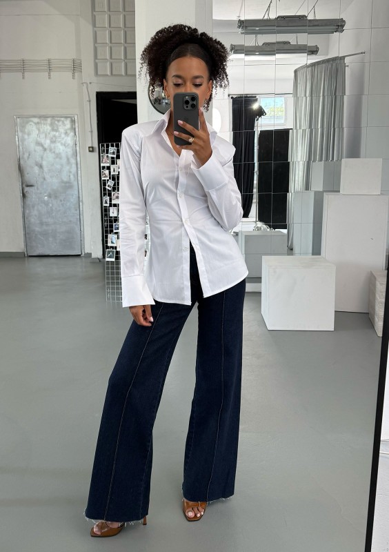 Isay - White slim fit shirt with pads