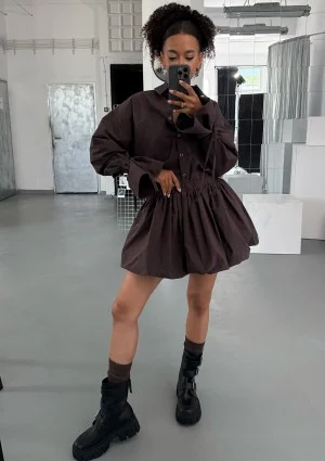 Floe - Brown oversize cotton shirt