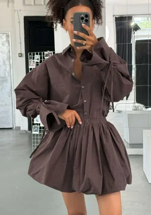 Floe - Brown cotton mini bomb shirt