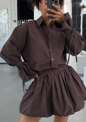 Floe - Brown cotton mini bomb shirt