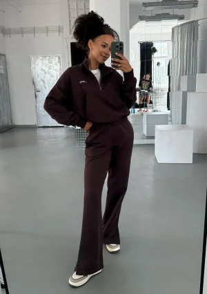 Tide - Dark brown zipped college jumper