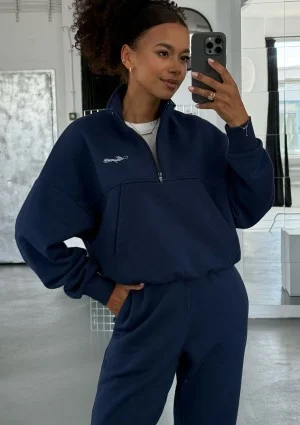 Tide - Navy blue zipped college jumper