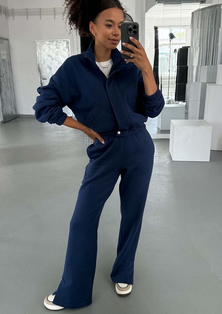 Tide - Spodnie dresowe z rozcięciem Navy blue