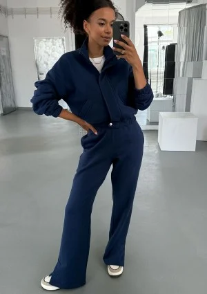 Tide - Navy blue zipped bomber jumper