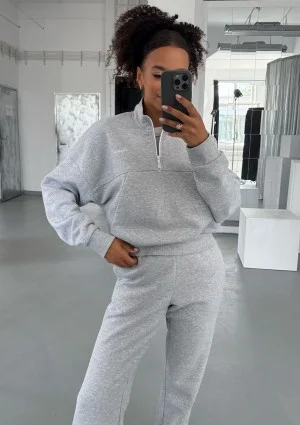 Tide - Melange grey zipped college jumper