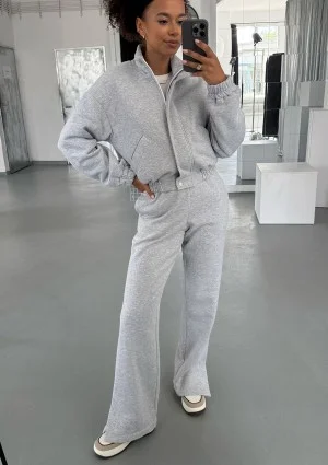 Tide - Melange grey zipped bomber jumper