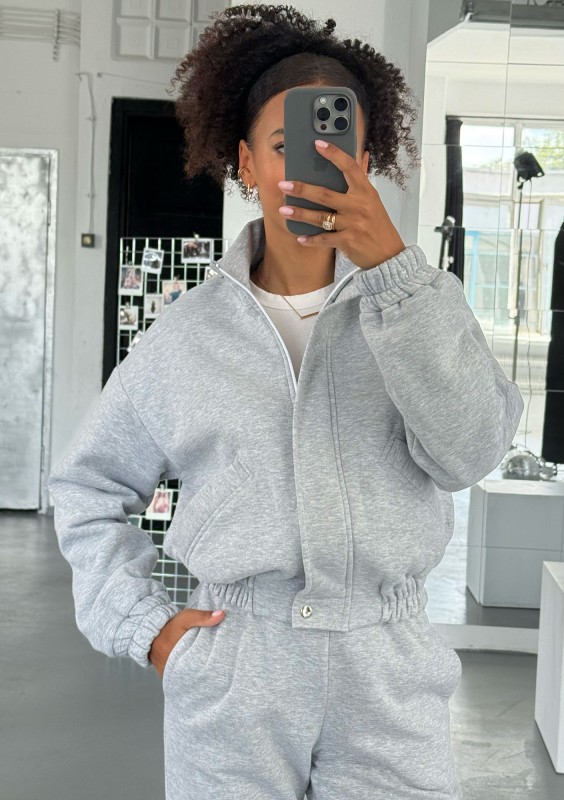 Tide - Melange grey zipped bomber jumper