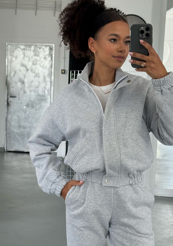 Tide - Rozpinana bluza bomberka Grey Melange