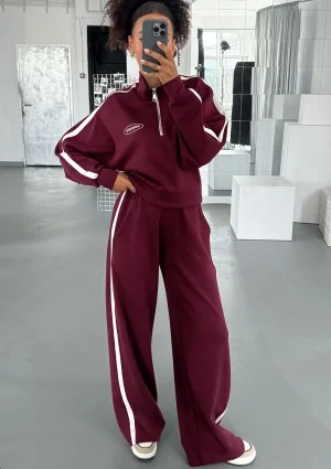 Sway - Bluza ze stójką i kontrastowym lampasem Bordowa