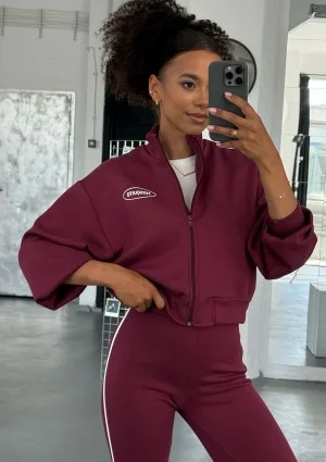 Relay - Short claret zipped jumper