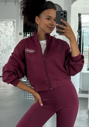 Relay - Short claret zipped jumper