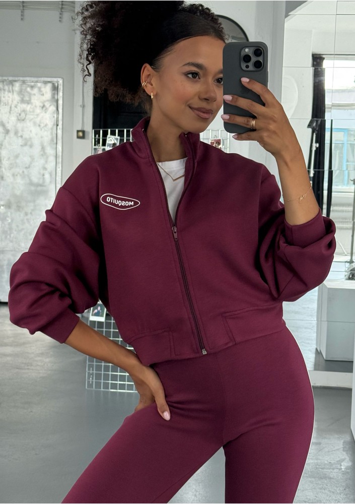 Relay - Short claret zipped jumper