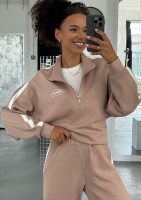 Sway - Bluza ze stójką i kontrastowym lampasem Beżowa