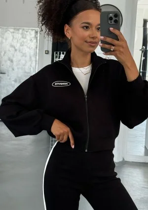 Relay - Short black zipped jumper