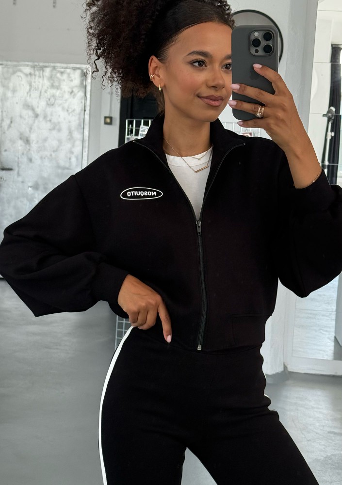 Relay - Short black zipped jumper