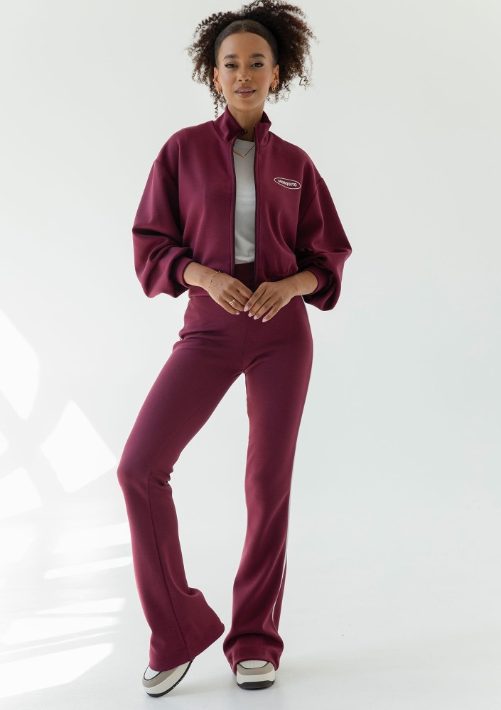 Relay - Short claret zipped jumper