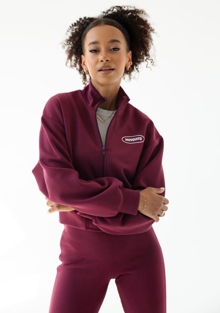 Relay - Short claret zipped jumper