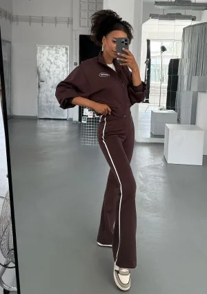 Relay - Short brown zipped jumper