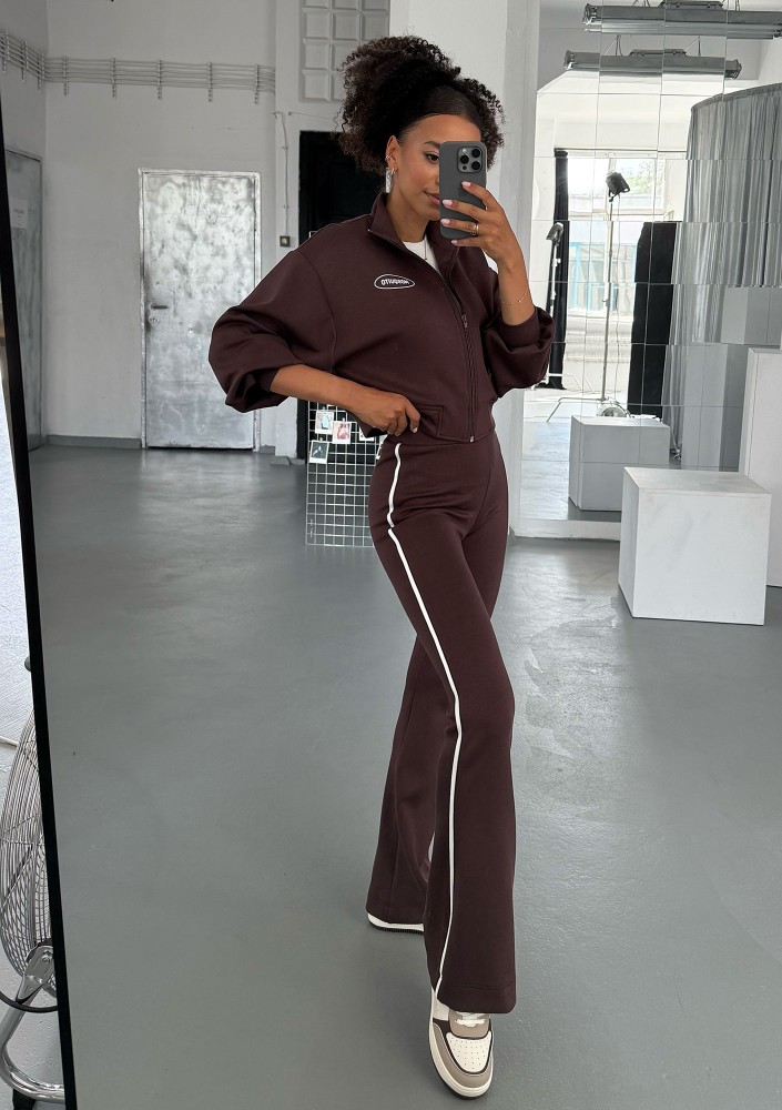 Relay - Short brown zipped jumper