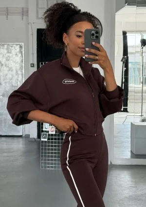 Relay - Short brown zipped jumper