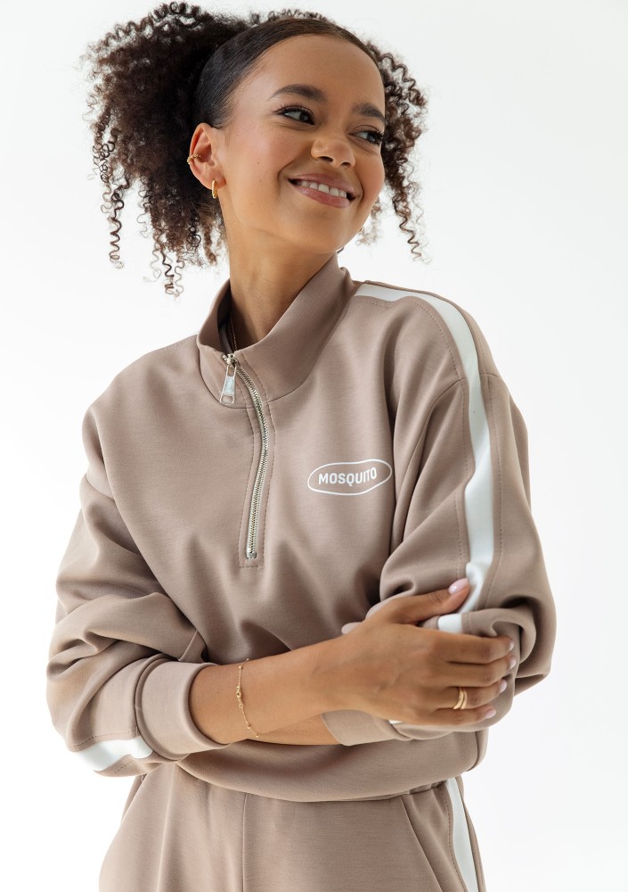 Sway - Bluza ze stójką i kontrastowym lampasem Beżowa