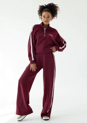 Sway - Bluza ze stójką i kontrastowym lampasem Bordowa