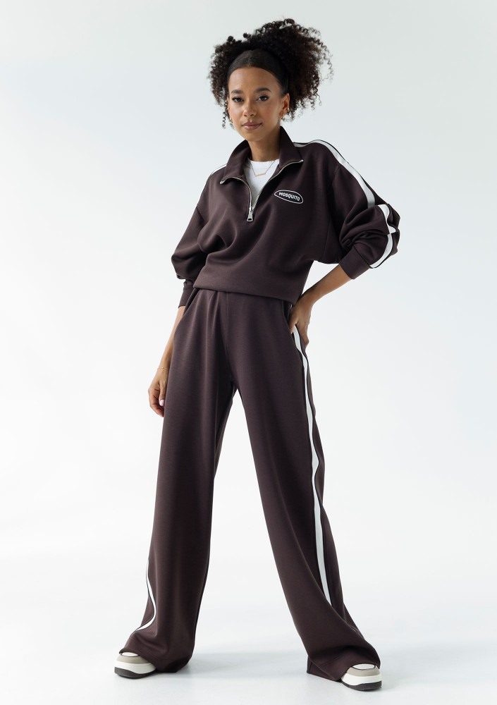 Sway - Bluza ze stójką i kontrastowym lampasem Brązowa