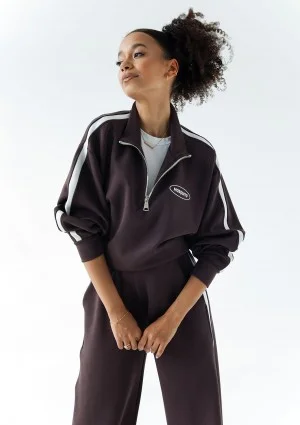 Sway - Bluza ze stójką i kontrastowym lampasem Brązowa