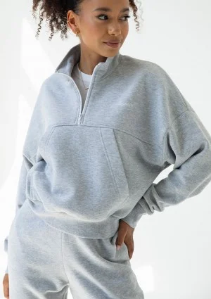Tide - Melange grey zipped college jumper