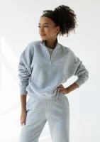 Tide - College'owa bluza z półgolfem i kieszenią Grey Melange