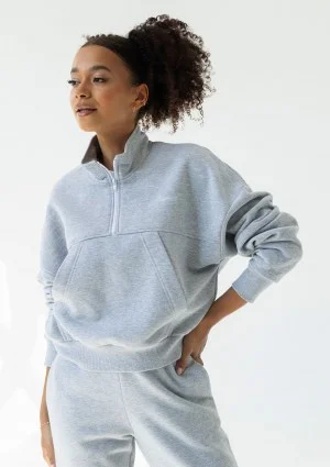 Tide - Melange grey zipped college jumper