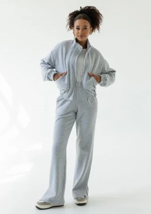 Tide - Melange grey zipped bomber jumper