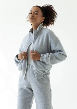Tide - Melange grey zipped bomber jumper