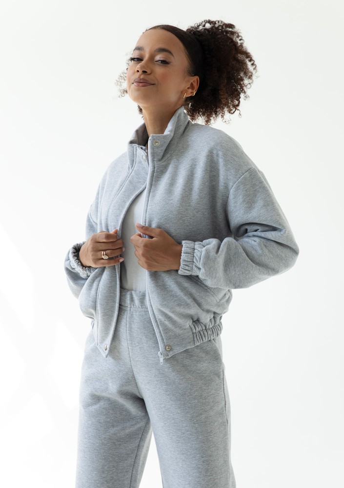 Tide - Melange grey zipped bomber jumper