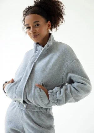 Tide - Melange grey zipped bomber jumper