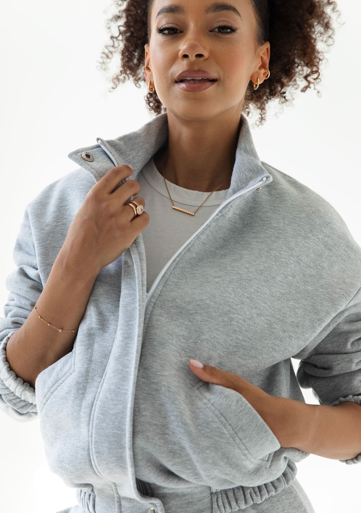 Tide - Rozpinana bluza bomberka Grey Melange