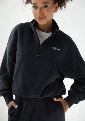 Tide - College'owa bluza z półgolfem i kieszenią Black