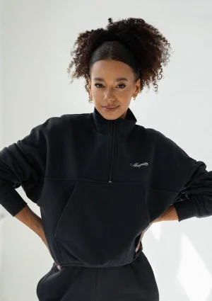 Tide - College'owa bluza z półgolfem i kieszenią Black