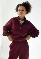 Tide - College'owa bluza z półgolfem i kieszenią Bordo